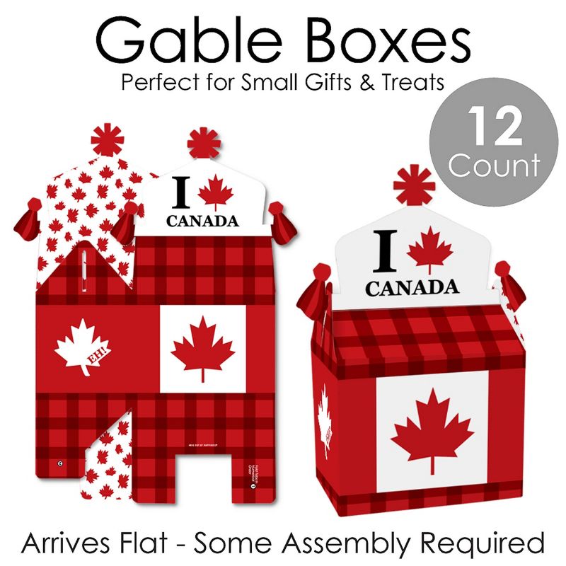 Big Dot of Happiness Canada Day - Treat Box Party Favors - Canadian Party Goodie Gable Boxes - Set of 12