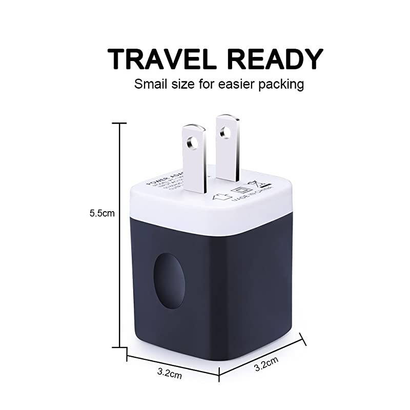 Wall Charger  3Pack Dual Port USB Home Travel Wall Charger Plug Compatible with iPhone X87 Plus6 Plus Tablet Samsung Galaxy S10S10+S9S8 S7 S6 Edge HTC LG Sony and More