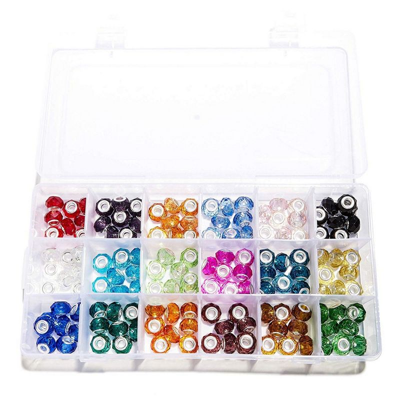 Genie Crafts Crystal Beads for Jewelry Making 144 Faceted Set with Storage Case, Arts and Crafts (18 Colors)