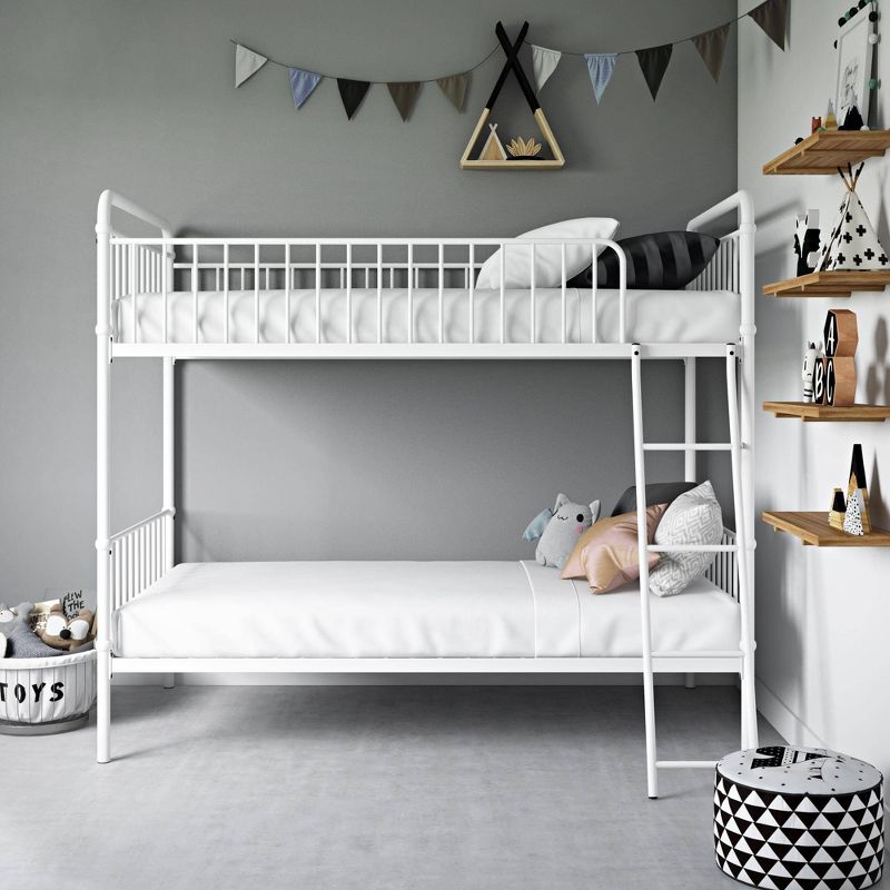 Twin Over Twin Kaila Metal Bunk Bed White - Room & Joy