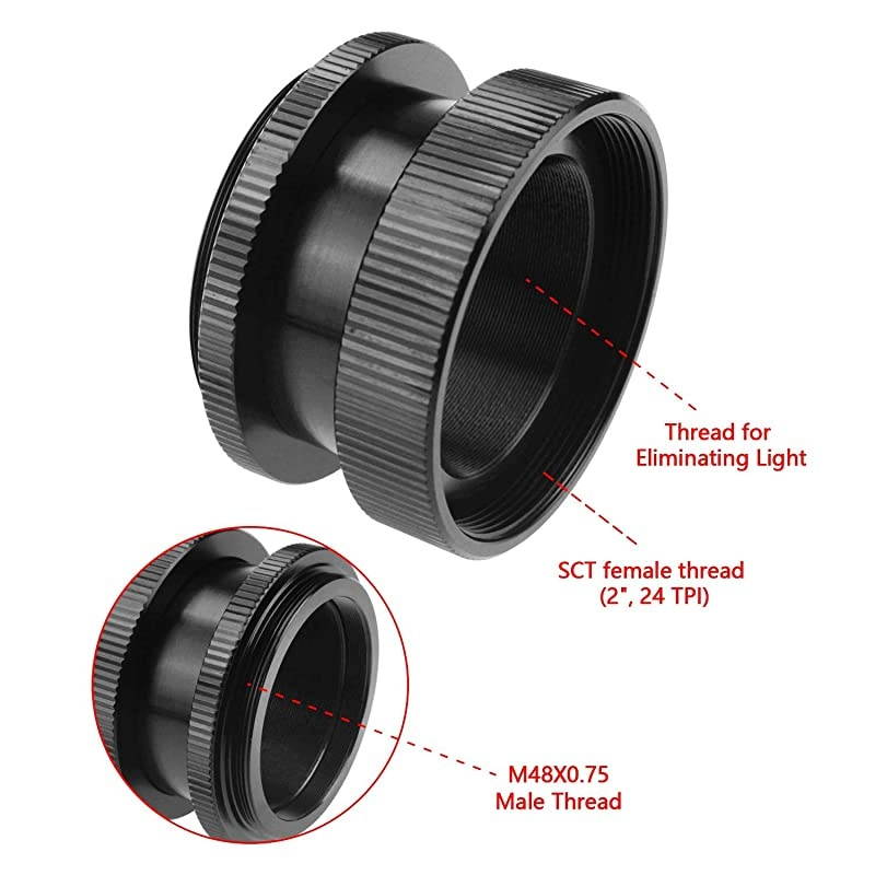 SCT Adapter for 2quot SCT Diagonals Convert Compatible Pushin Refractor Type diagonals into a Standard SCT Diagonal