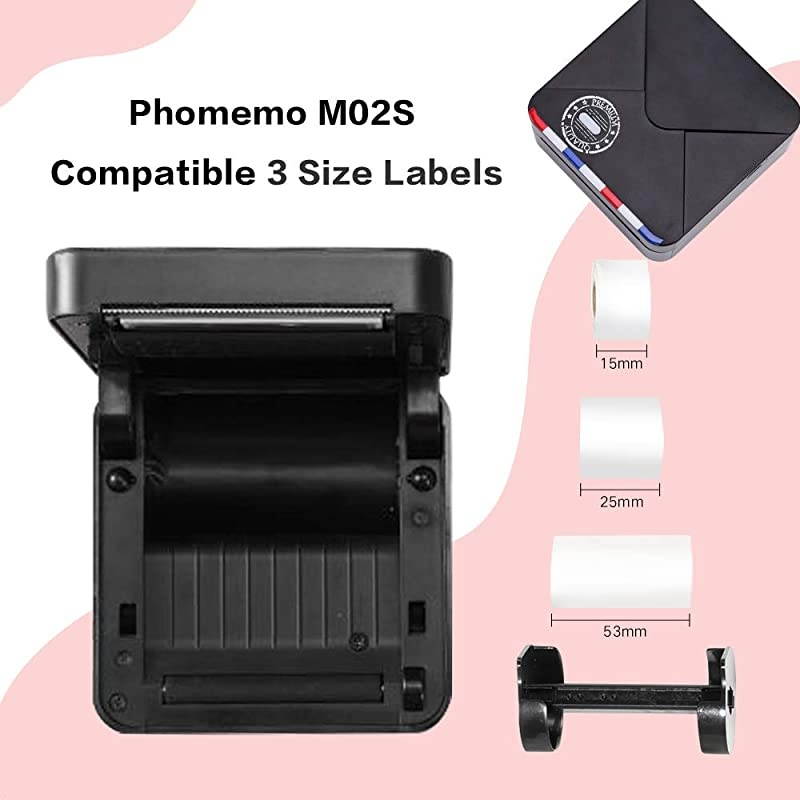 M02S Portable Thermal Printer- 300dpi HD Wireless Mini Pocket Printer, Print 3 Size Papers, Compatible with iOS and Android, Thermal Photo Printer for Work, Study, Organization, Planner, Black