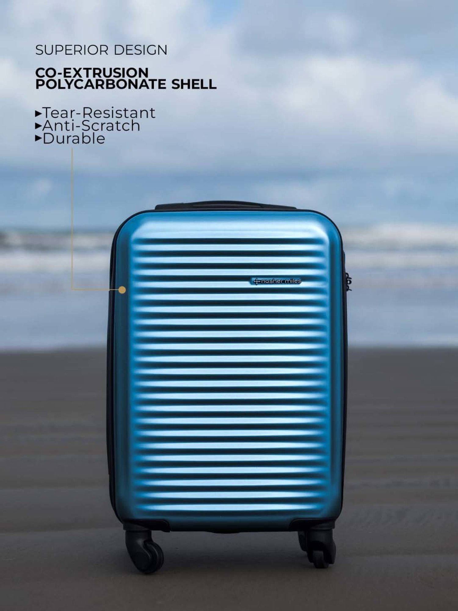 Nasher Miles Monte Carlo Hard-Sided Polycarbonate Check-in  Blue 24 inch |65cm Trolley Bag