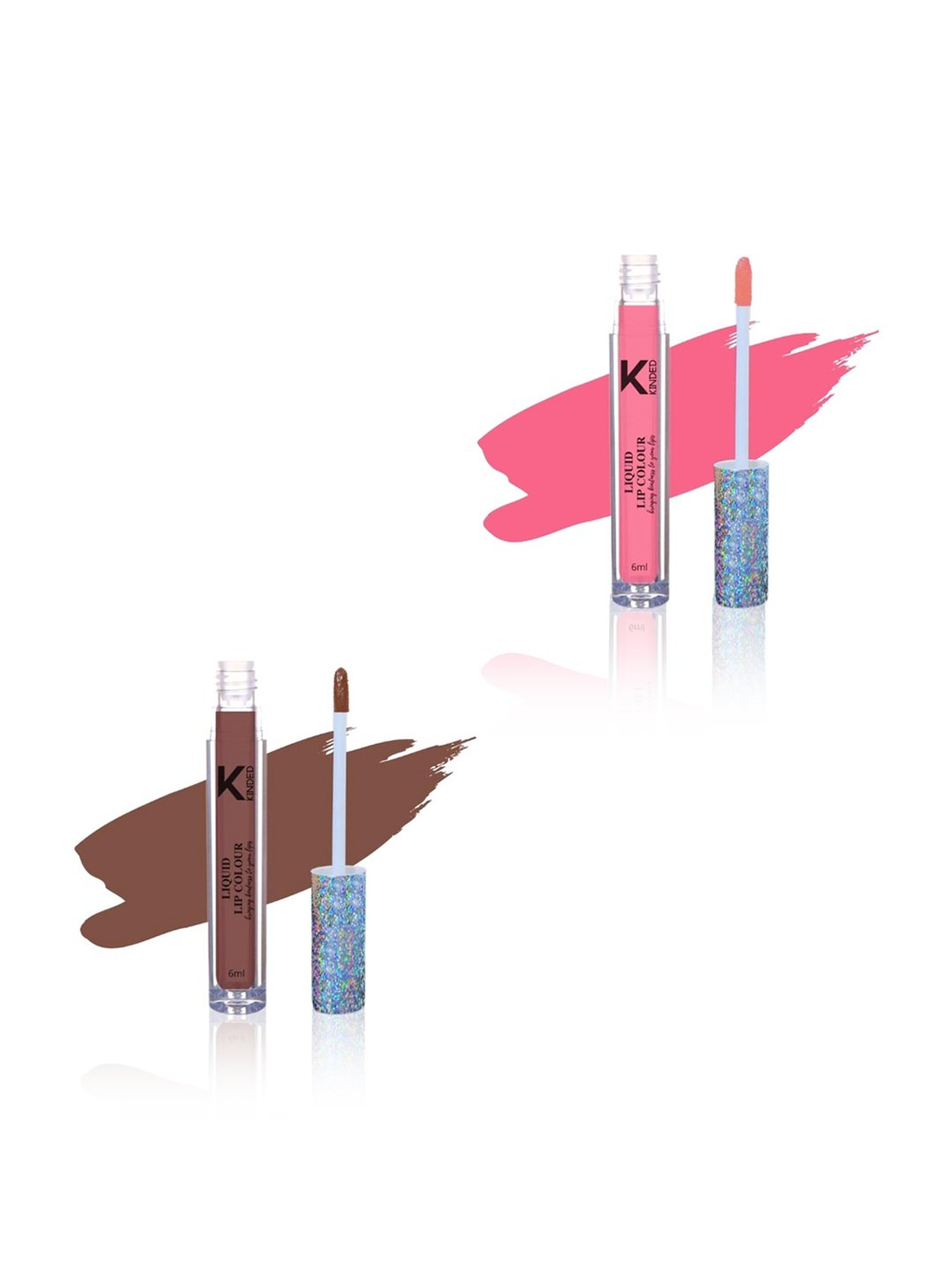 KINDED Liquid Lip Colour 01 Barbie Pink & 06 Brown Temptation Combo