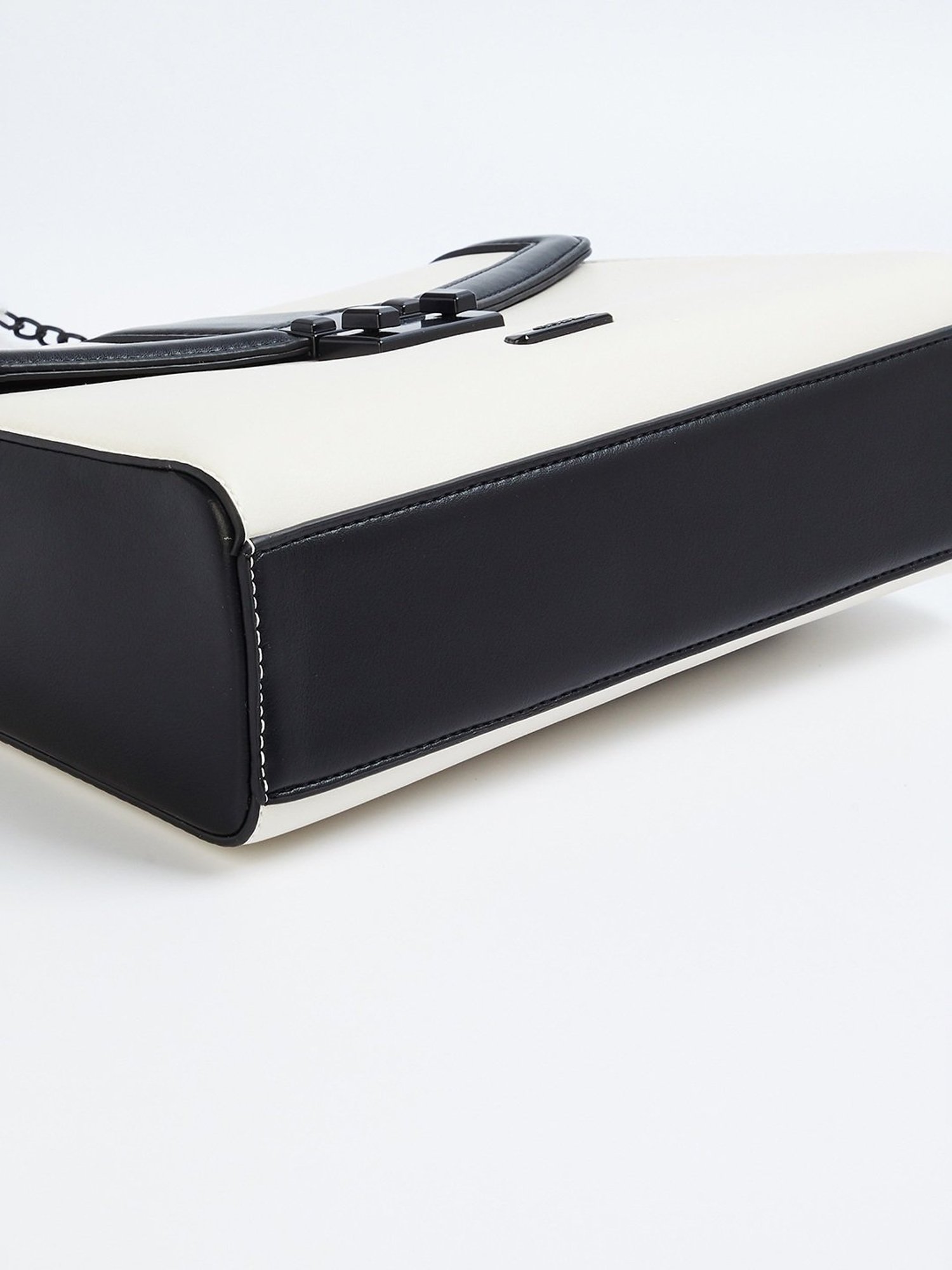 Code by Lifestyle White & Black Textured Sling Handbag