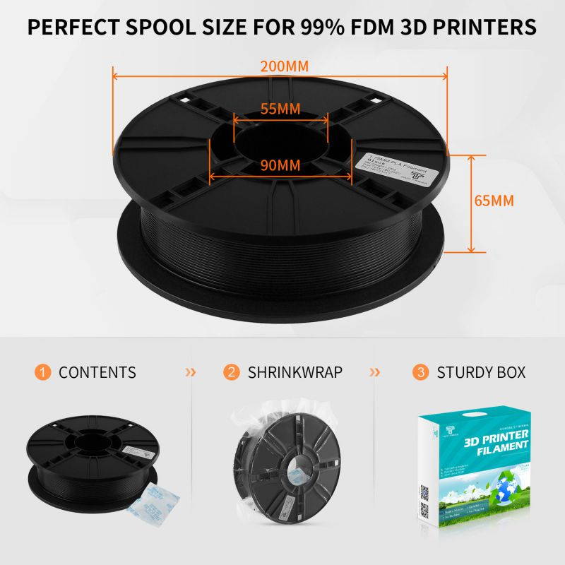 Filament 1.75 PLA 3D Filament PLA Plus for 3D Printer & 3D Pens, PLA Filament Weight 2.2 LBS (1 KG), Printing Accuracy +/- 0.02