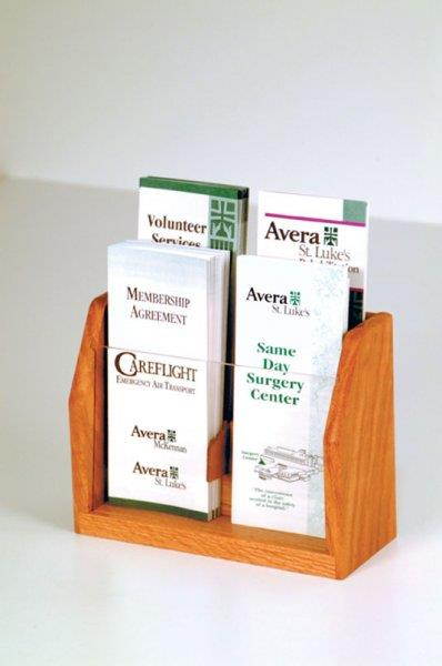 Wooden Mallet Countertop 4 Pocket Brochure Holder Display Rack Medium Oak