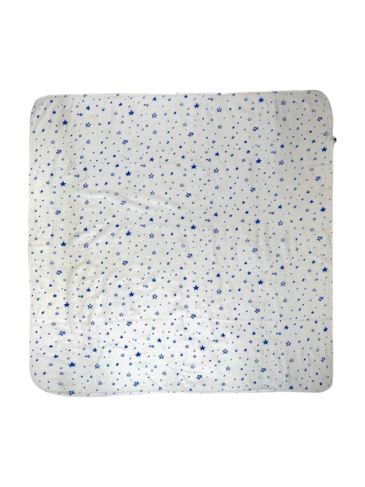 Pranava Kids White & Blue Cotton Printed Bath Towel