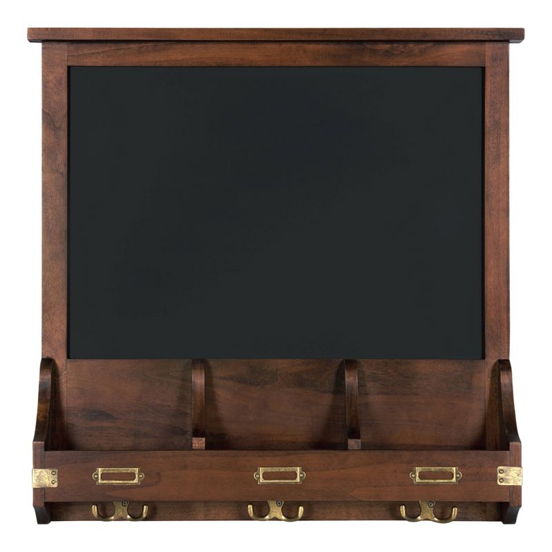 24" x 24" Stallard Wood Wall Chalkboard with Hooks Walnut Brown - Kate and Laurel
