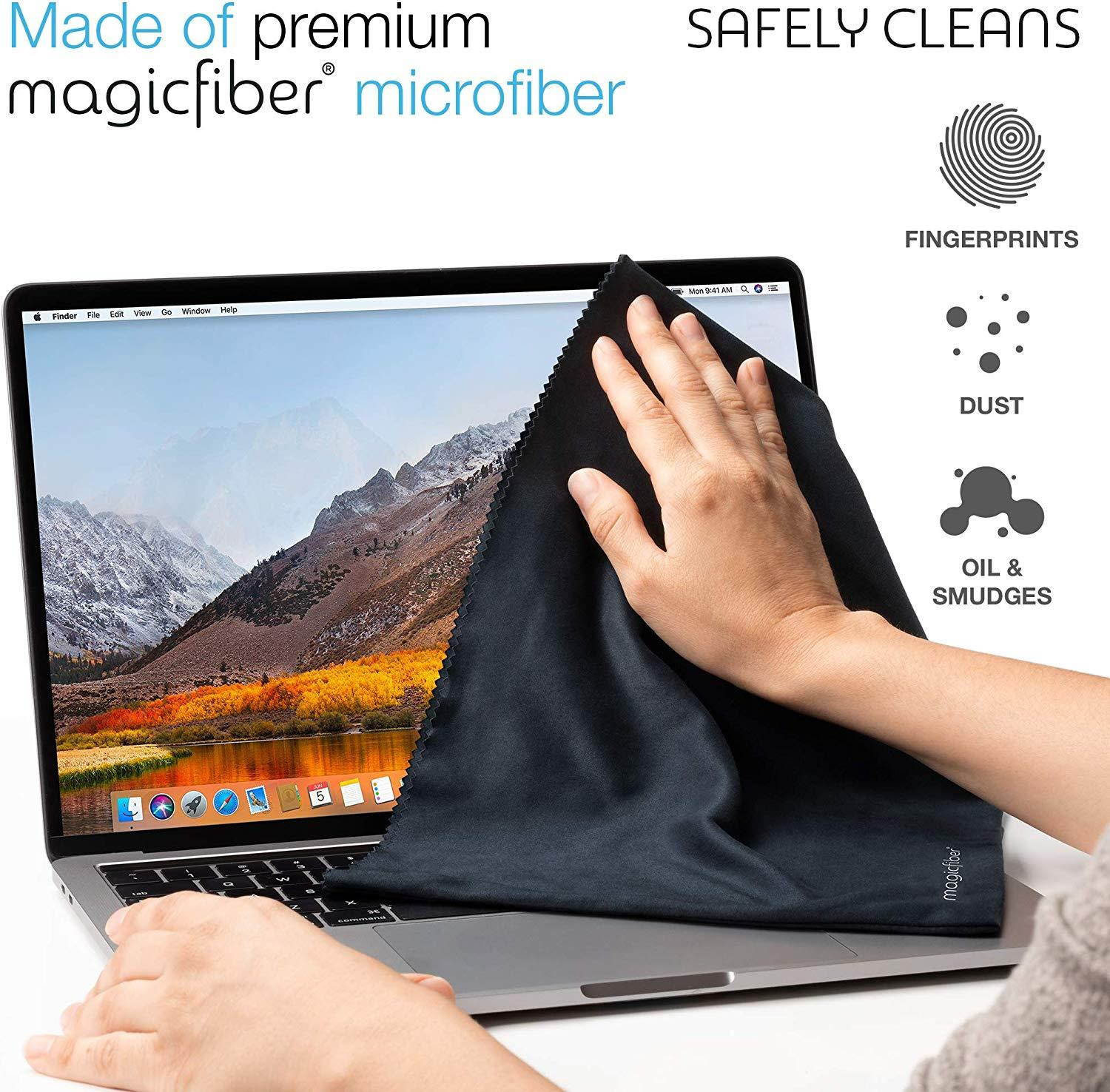 MagicFiber Microfiber 13-13.3 Inch MacBook Pro, Air Sleeve Case (2 Pack) Light Protection and Screen Cleaning for Slim 13-Inch Laptop - Ultra Soft Premium Microfiber in Black, White Marble