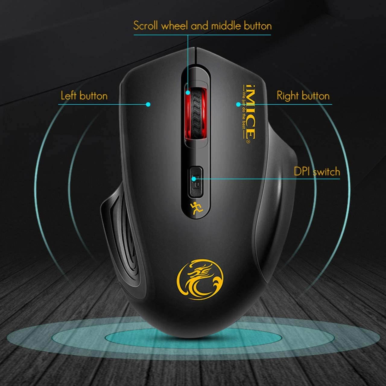 Ergonomic Wireless Silent Pc Mouse - 2.4Ghz Bluetooth Mouse Dpi Three-Speed Adjustment Comfortable to Hold Pc Gaming Mice Smart and Point-Saving Home Office Accessories (Red)