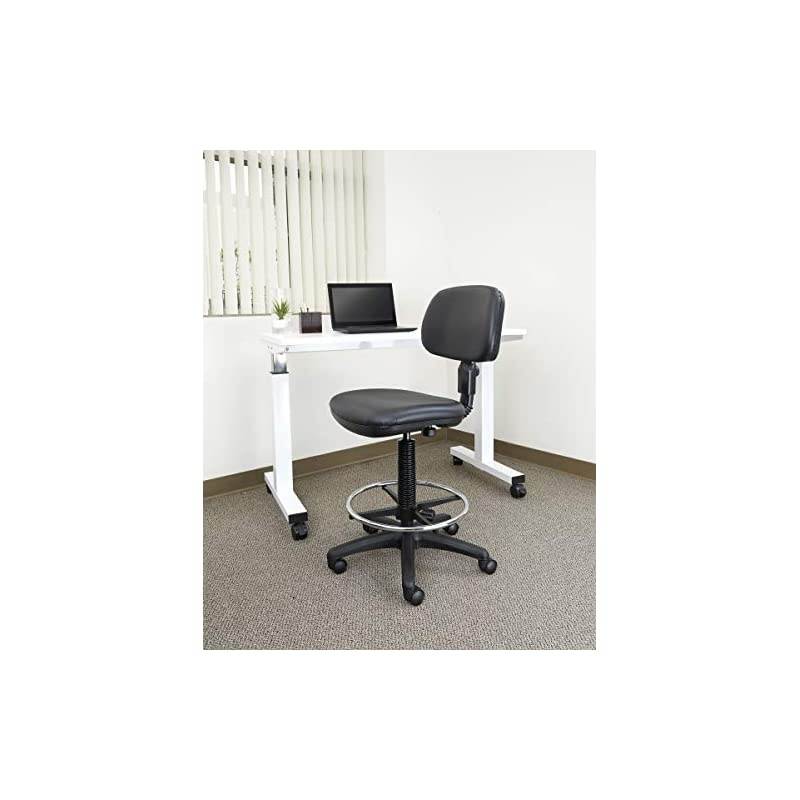 Sculptured Vinyl Seat and Back Pneumatic Drafting Chair with Adjustable Chrome Foot ring, Black