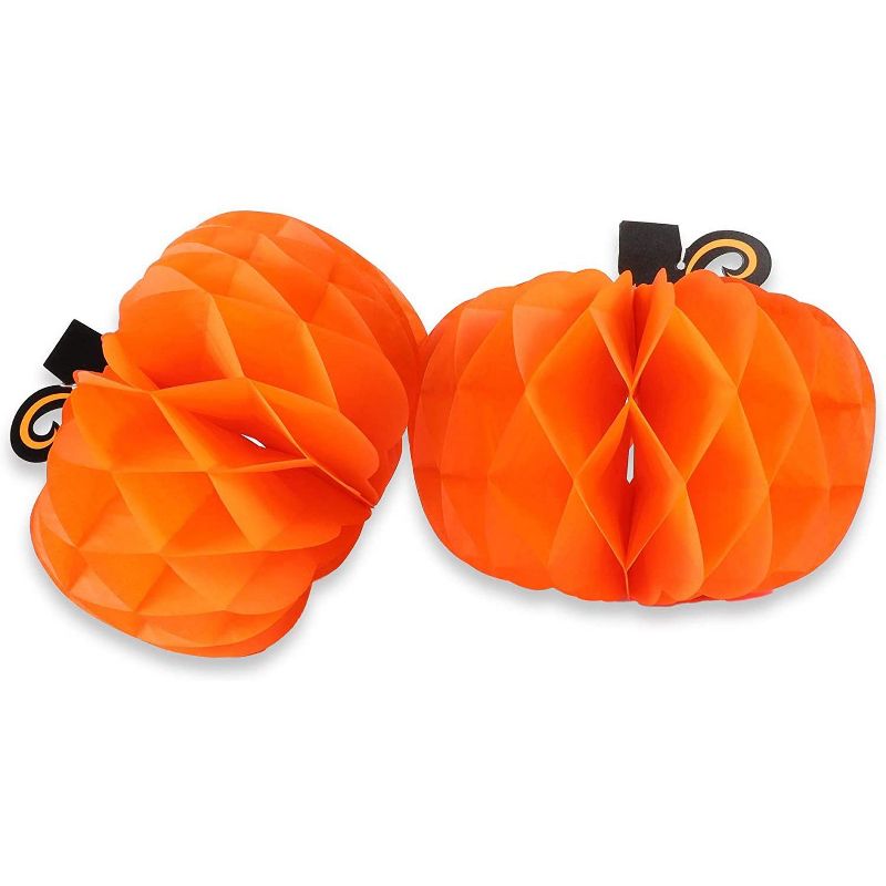 Spooky Central 12 Pack Pumpkin Honeycomb Centerpiece for Halloween Decorations (10 in)