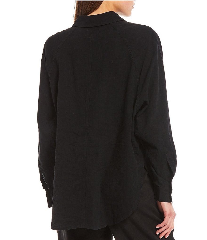 Every Woven Long Sleeve Coordinating Button Front Top