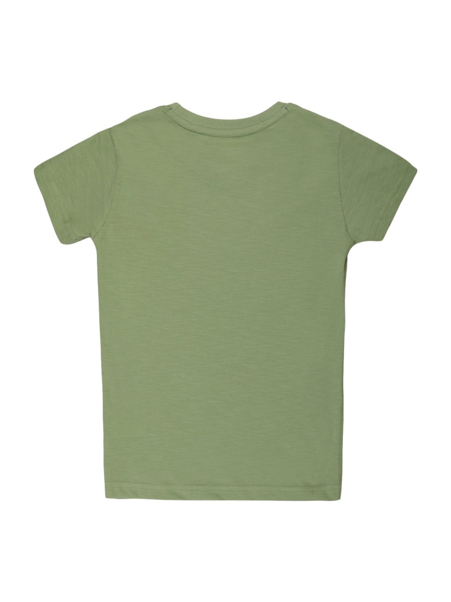 Li'l Tomatoes Kids Sea Green Cotton Printed T-Shirt & Mask