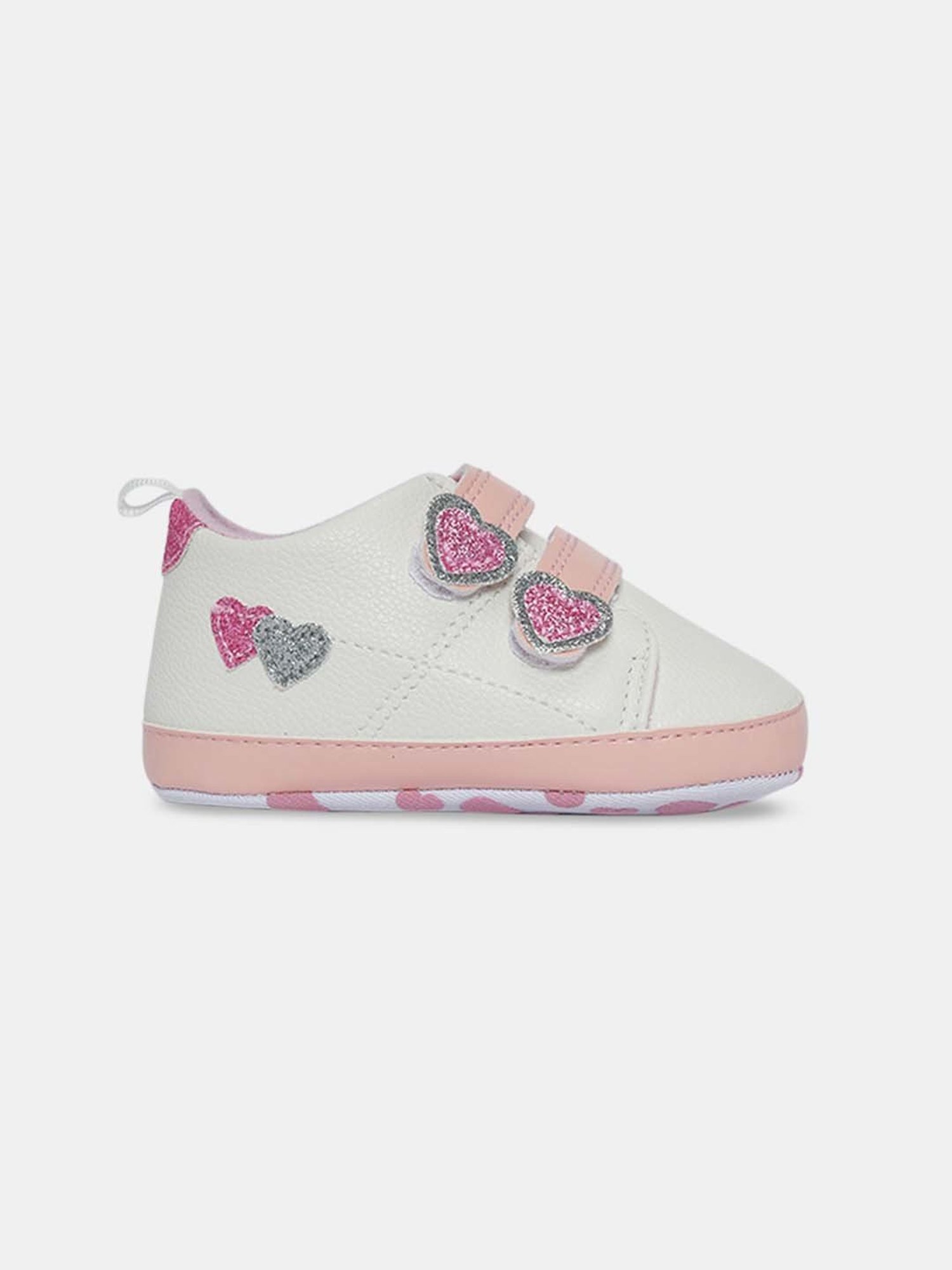 Pantaloons Baby White & Pink Velcro Shoes