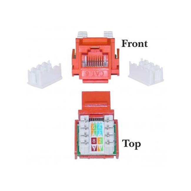 Offex Cat6 Keystone Jack RJ45 Female to 110 Punch Down - Orange