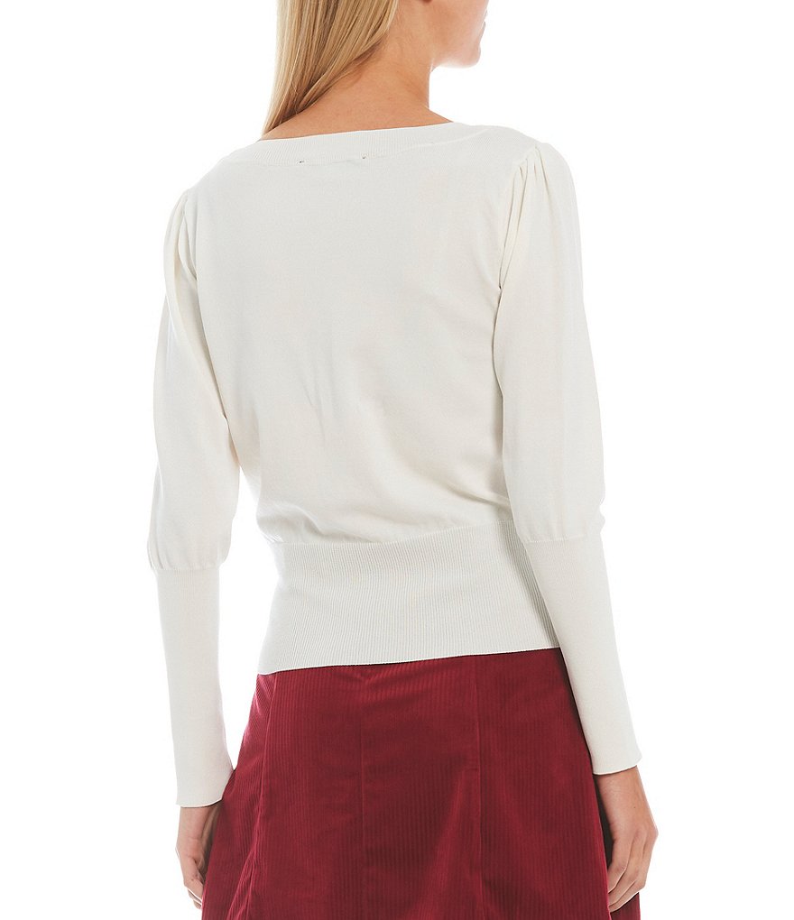 A Loves A Round Neck Long Bishop Sleeve Rib Knit Sweater