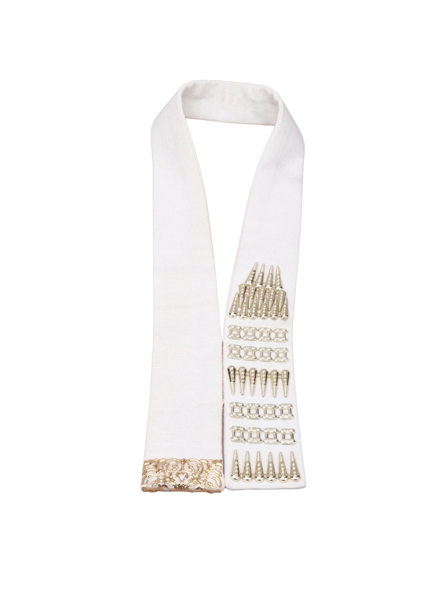 Odette White Fabric Embellished Collar