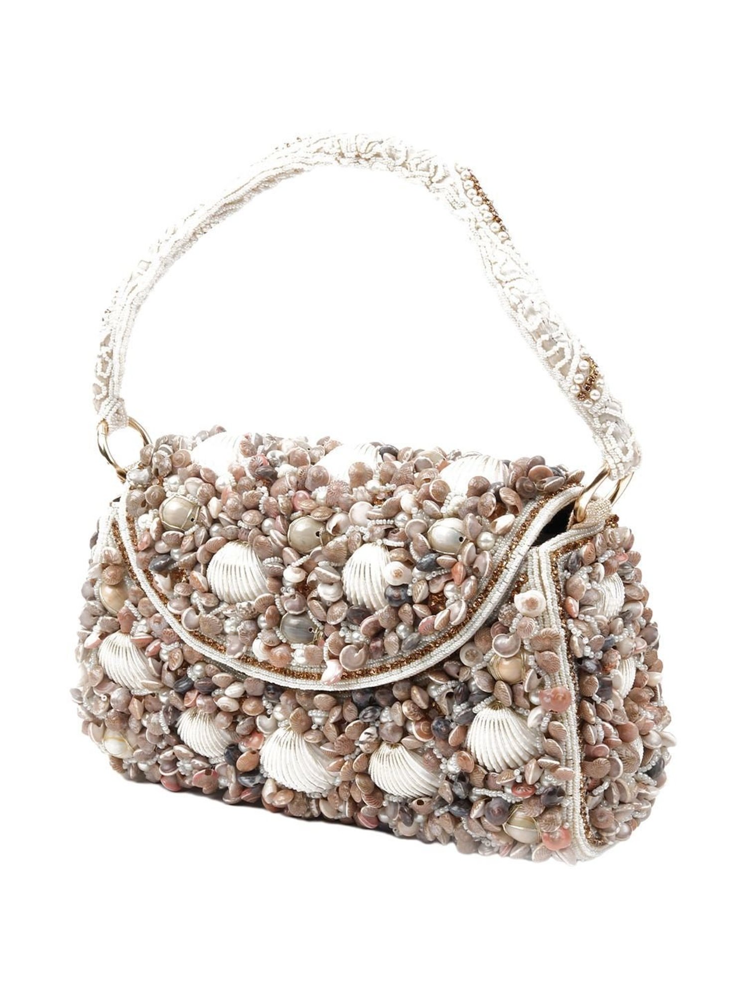 Odette Brown Embellished Handbag