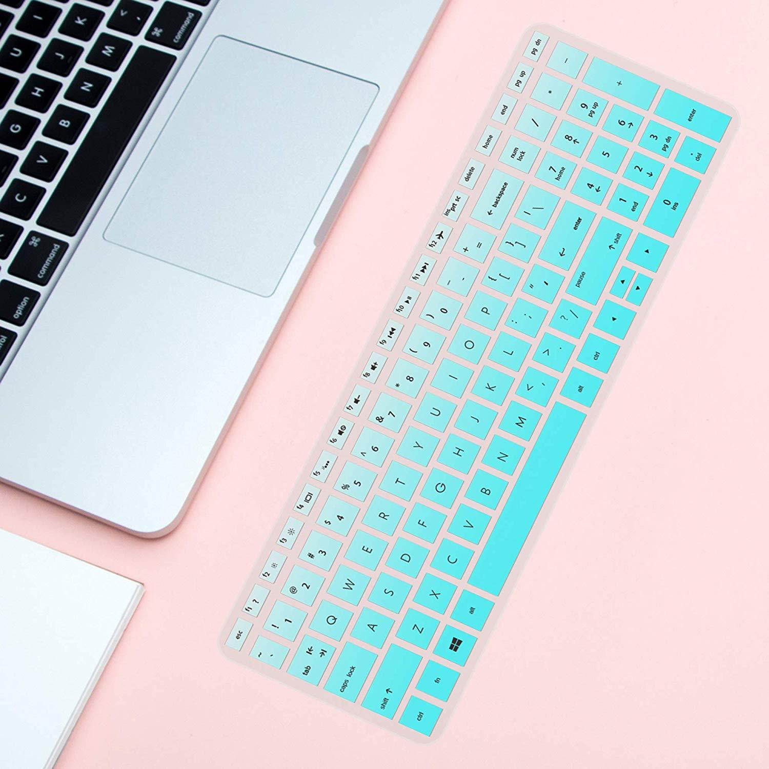 [2pack] Keyboard Cover for HP Envy x360 2-in-1 15.6" Laptop Series /2018 Newest HP Pavilion 15.6 inch Series /2018 HP Envy 17.3" 17M 17-BS 17-BW Series Touch-Screen Laptop Protective Skin(Gradualmint)