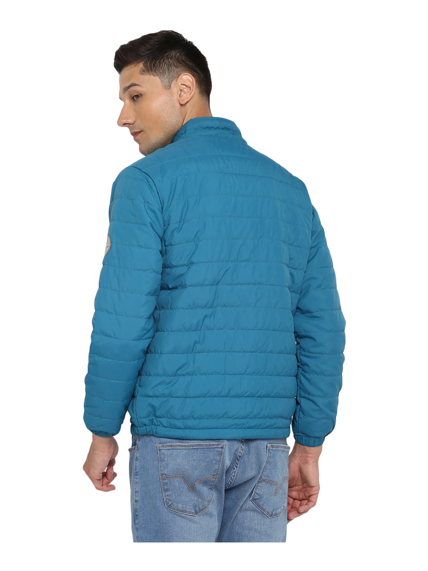 Red Chief Sky Blue Full Sleeves Mock Collar Jacket