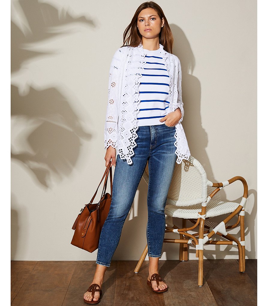 Caroline Rose Tissue Linen Bracelet Sleeve Shirt Jacket