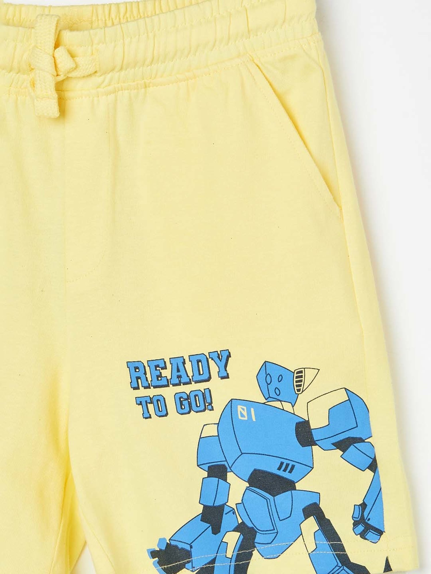 Fame Forever by Lifestyle Kids Yellow & Blue Cotton Printed Shorts