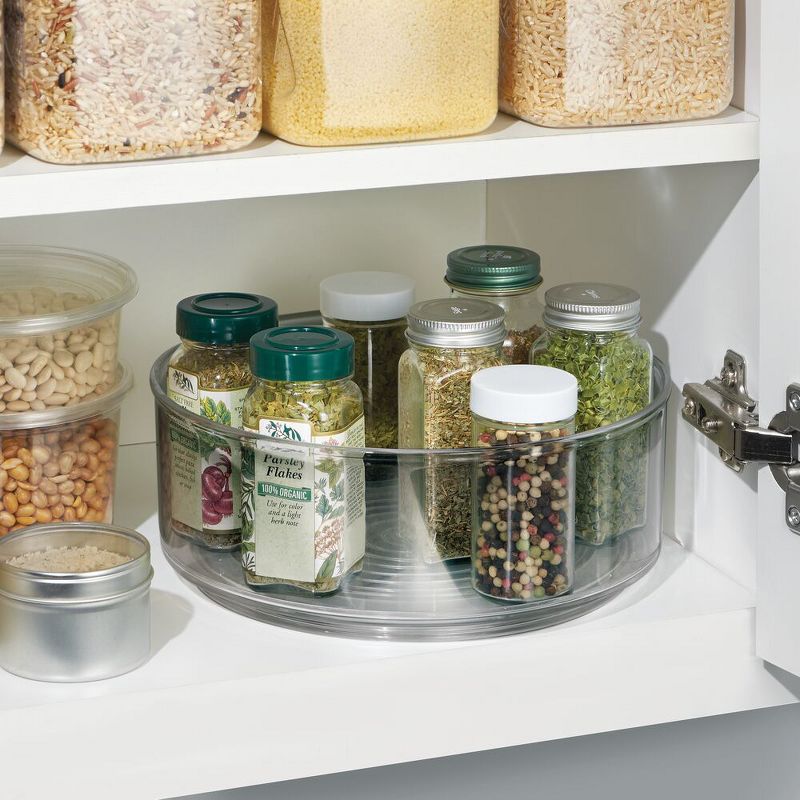 mDesign Plastic Round Lazy Susan Rotating Storage Turntable, 2 Pack - Smoke Gray