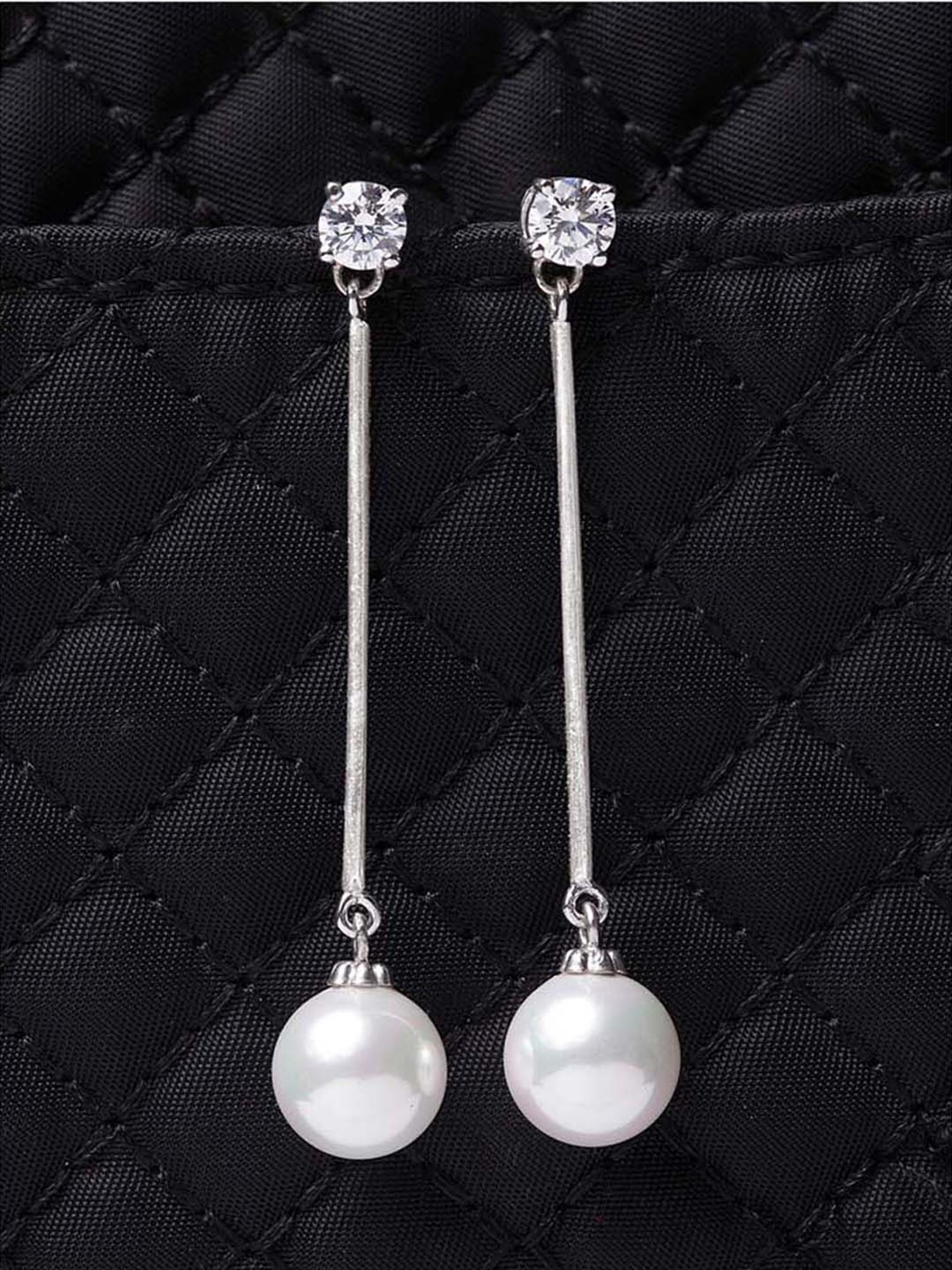 Clara 92.5 Sterling Silver Rhodium-Plated Swiss Zirconia Yua Earrings
