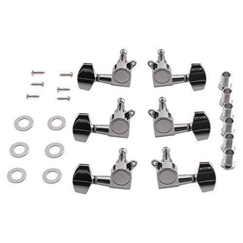 Seismic Audio - SAGA30 - Set of 6 Universal Chrome 3x3 Tuners for Guitars - Guitar Machine Heads
