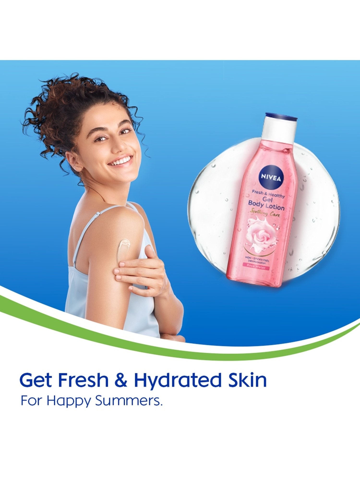 Nivea Rose Water Gel with Non-Sticky Body Lotion for Fresh and Healthy Skin - 200 ml