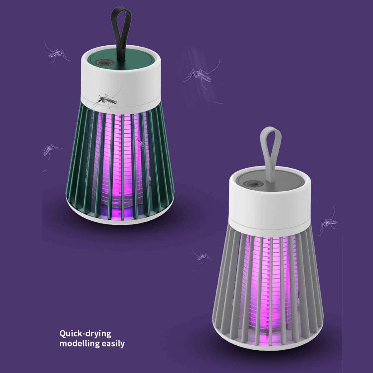 USB Rechargeable Silent Mosquito Repellent Light Physical Mosquito Killer-Grey/USB Charging Type