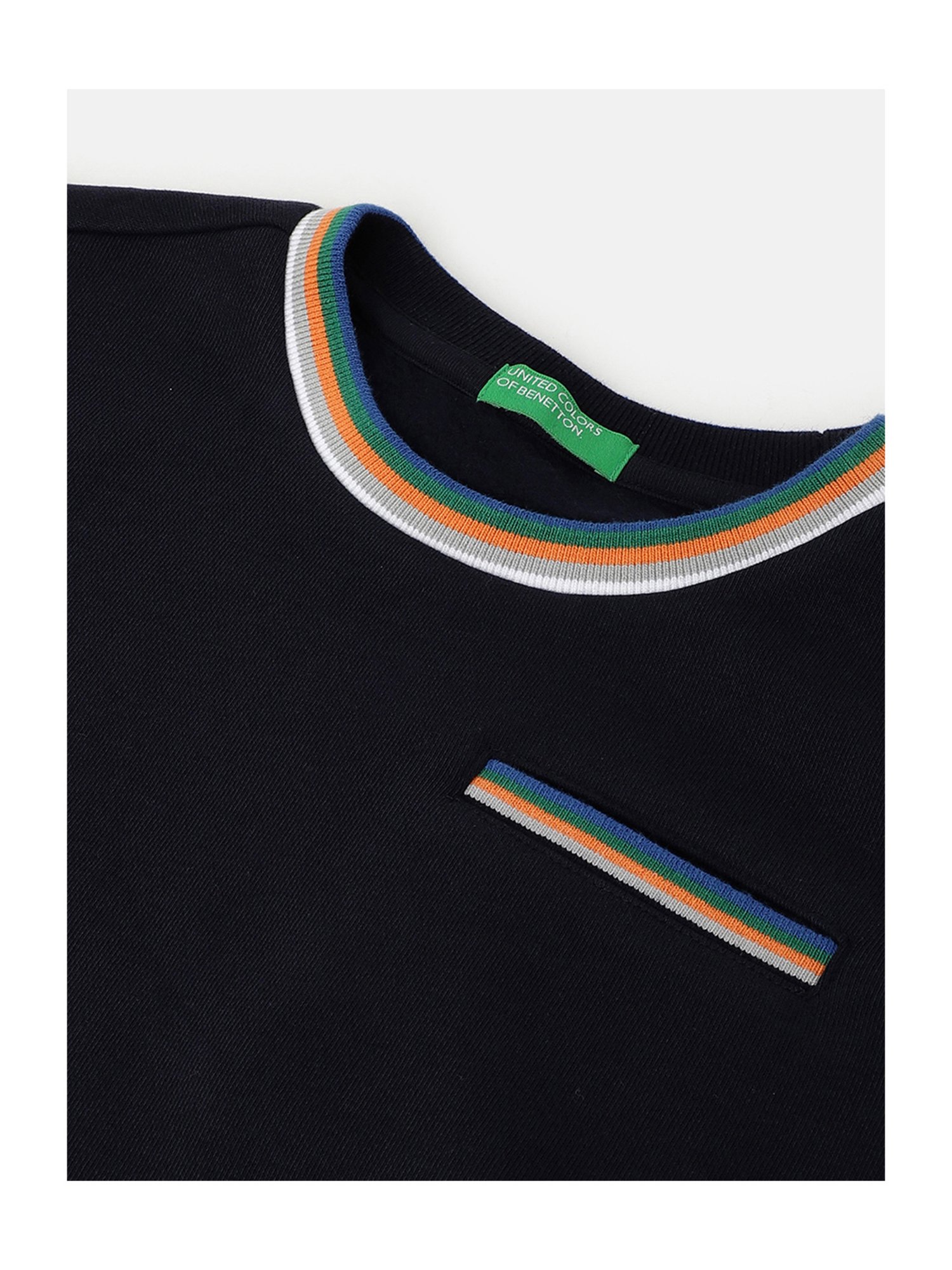 United Colors of Benetton Kids Black Solid Full Sleeves Sweatshirt