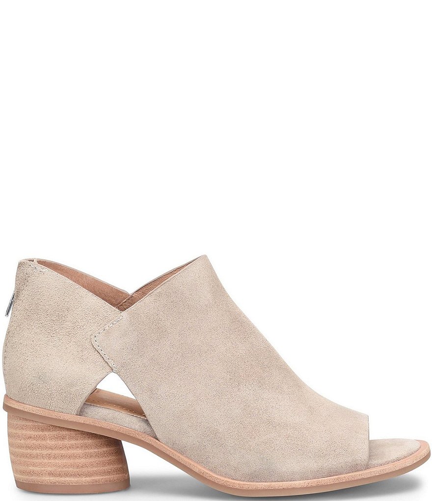 Sofft Carleigh Suede Rounded Stack Heel Peep Toe Pumps
