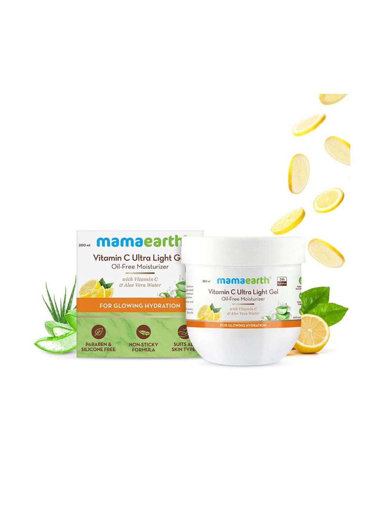 Mamaearth Vitamin C & Aloe Vera Ultra Light Gel Oil-Free Moisturizer - 200 ml