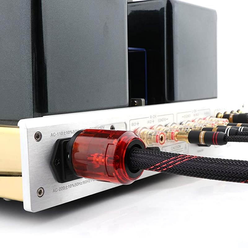 HiFi Audiophile Power Cable 125V 15A,Hi End Braided Sleeve Amplifier Power Cord,Audio AC Power Wire with US Connector Plug (6.6FT/2M)