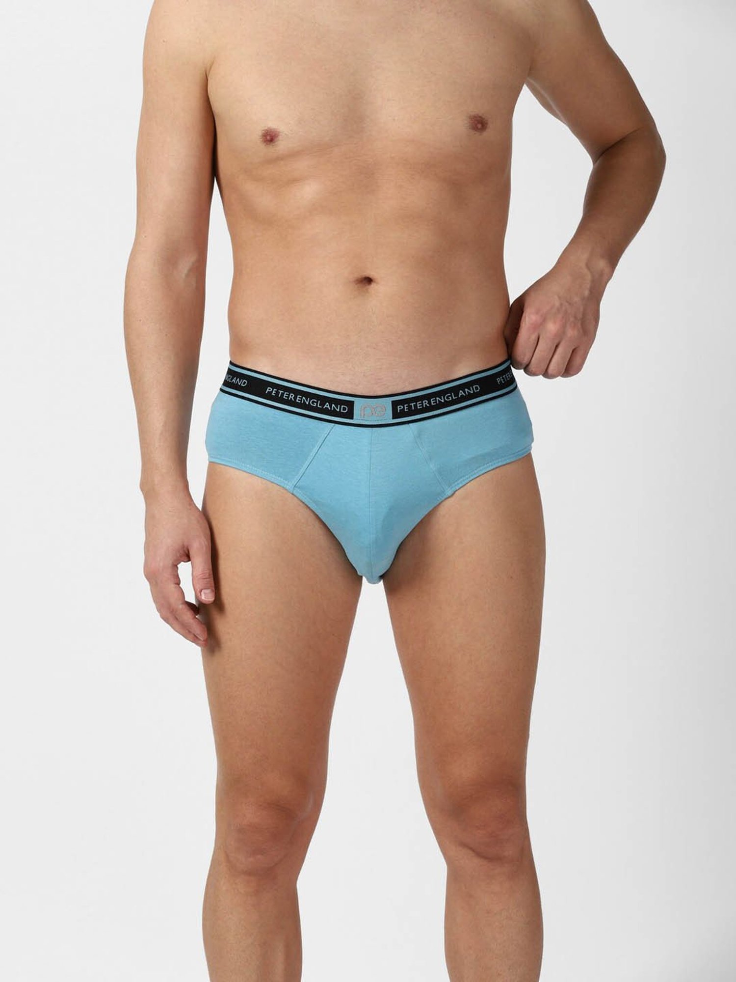 Peter England Blue Cotton Regular Fit Briefs - Pack Of 2