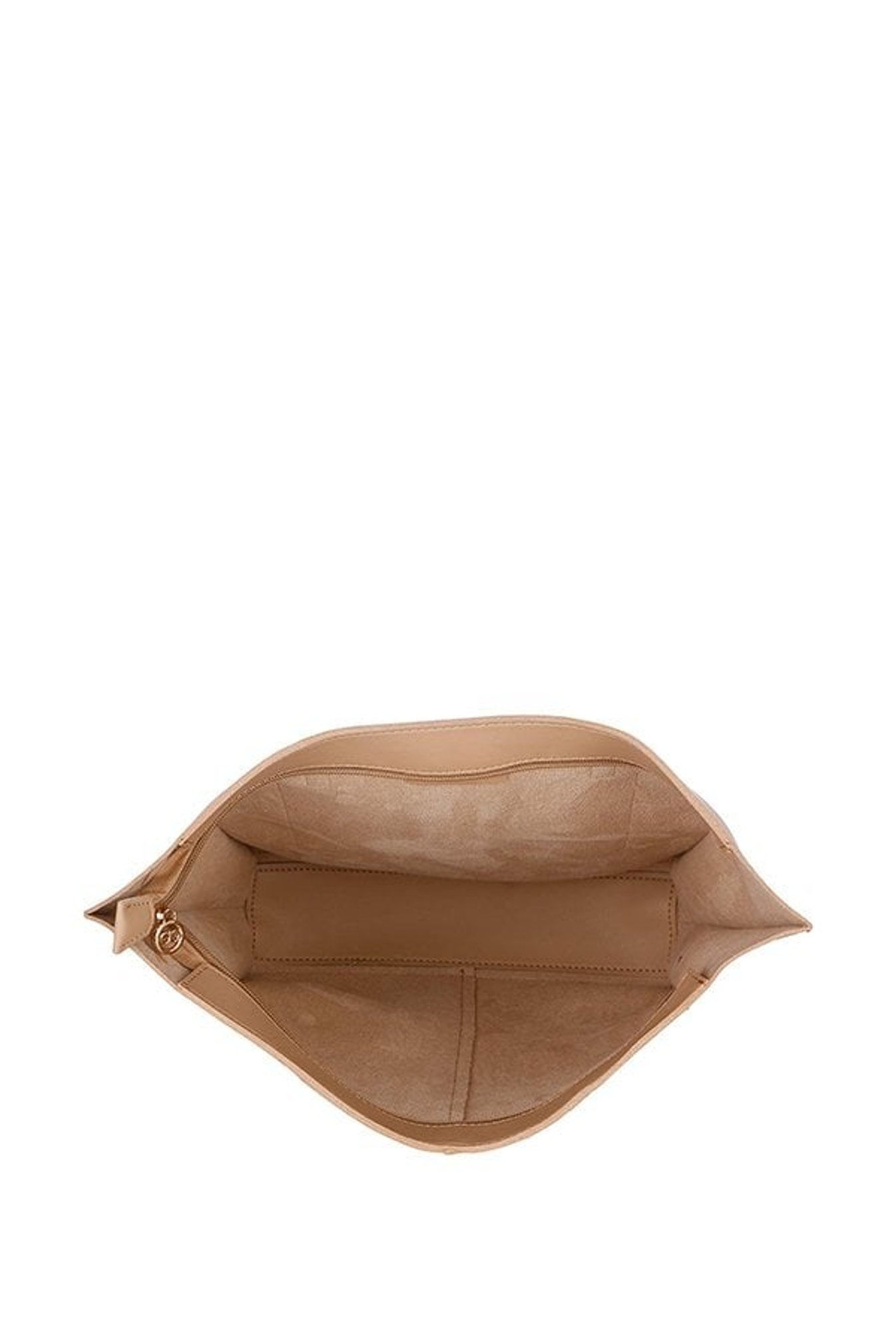 Gio Collection Beige Solid Tote with Pouch