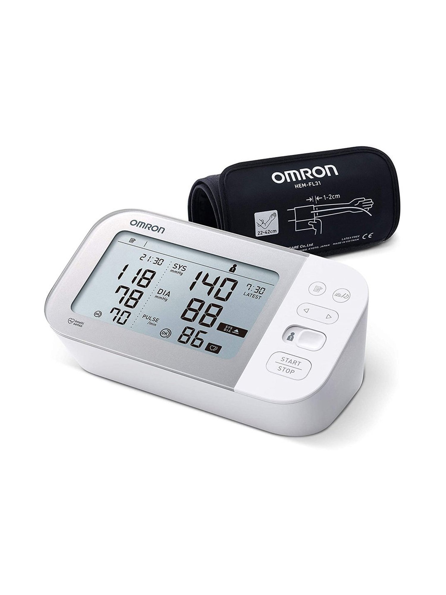 Omron HEM-7361T Bluetooth Digital Blood Pressure Monitor with AFib Indicator (White)