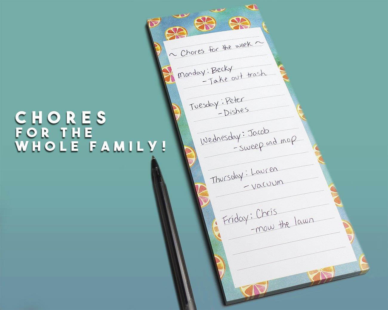 Juvale to-do-List Notepad - 6-Pack Magnetic Notepads, Grocery List Magnet Memo Pad Shopping, to Do List, Reminders More, Colorful Fruit Designs, 60 Sheets per Pad, 3.5 x 9 inches