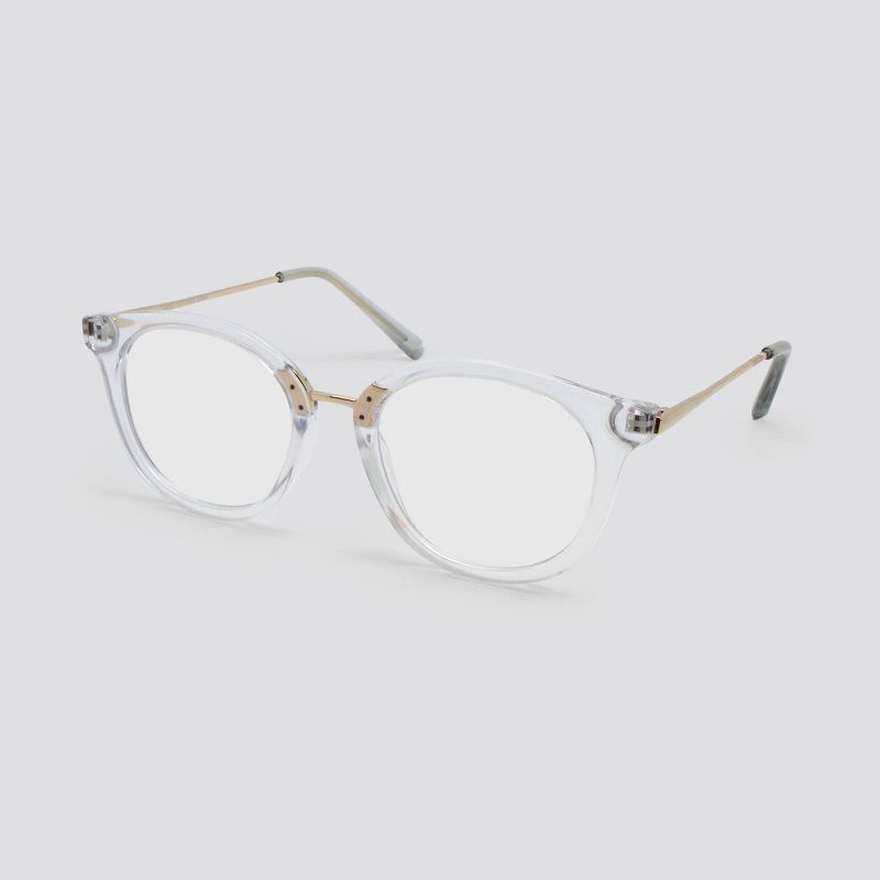 Women's Blue Light Filtering Round Plastic Metal Sunglasses - Wild Fable™ Clear/Gold