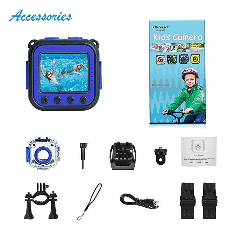 Upgraded]  Kids Waterproof Camera Action Video Digital Camera 1080 HD Camcorder for Boys Toys Gifts Build-in Game(Blue)