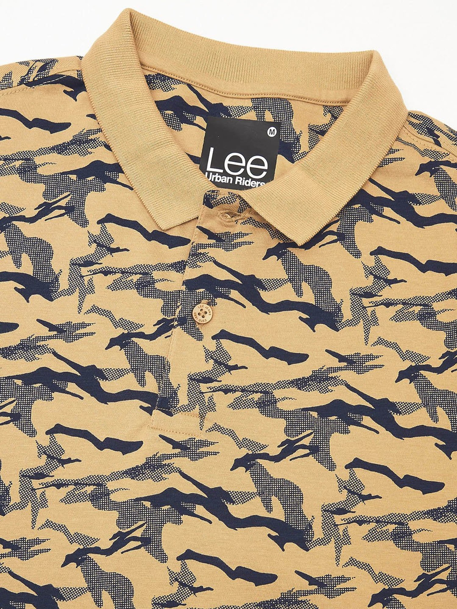 Lee Beige Slim Fit Printed Polo T-Shirt