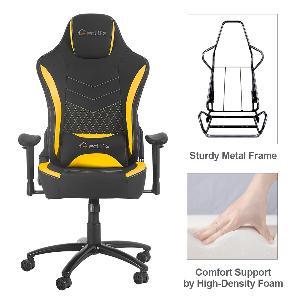 Ergonomic Racing Style Gaming Chair LUCKWIND Racing Chair
Massage Gaming Chair Office Chair Height Adjustment Recliner Swivel Rocker With USB Massage Lumbar Pad E-Sports Chair