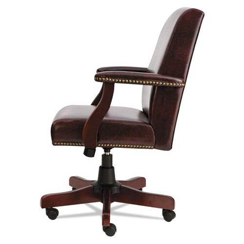 Alera Traditional Series Mid-Back Chair, Mahogany Finish/oxblood Vinyl
