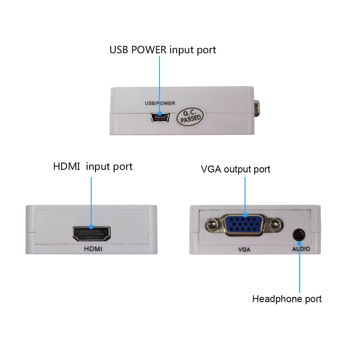 HDMI to VGA  Video Converter with 3.5mm jack Audio out Mini Box Adapter Multimedia For Xbox360 PC DVD PS3 PS4
