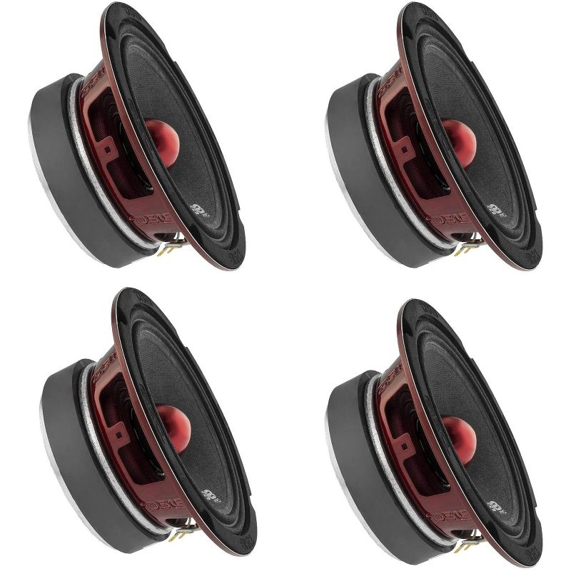 DS18 PRO-X6.4BM Pro X 6.5 Inch 500 Watt 250 RMS 4 Ohm Mid Range Car and Truck Door Loudspeaker with Black Steel Basket Bullet Design (4 Pack)