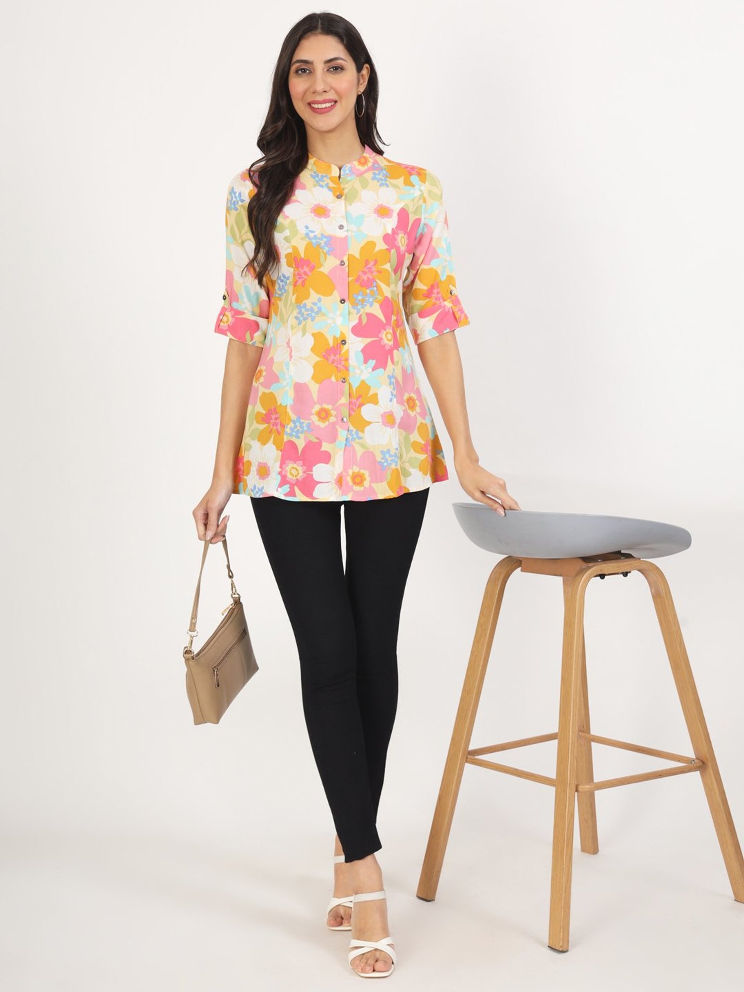 Divena Pink Floral Print Tunic