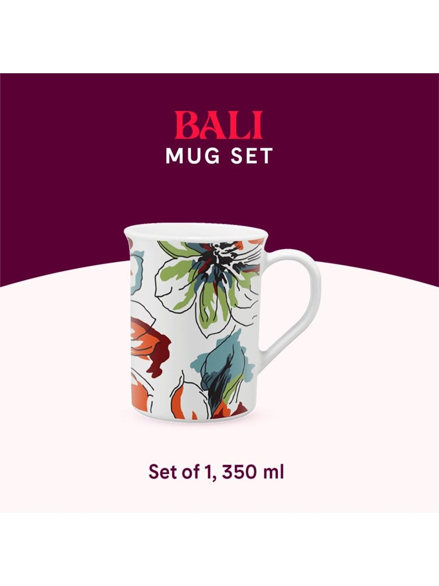 Larah by Borosil White Ceramic Opalware Mug 350ml